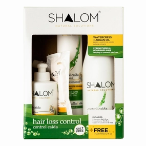 SHALOM Hair Loss Control Complete Kit with Watercress Oil & Argan Oil - Shampoo, Conditioner, Hair Mask, Leave-in Conditioner, Salt-Free, Sulfate-Free, Paraben-Free