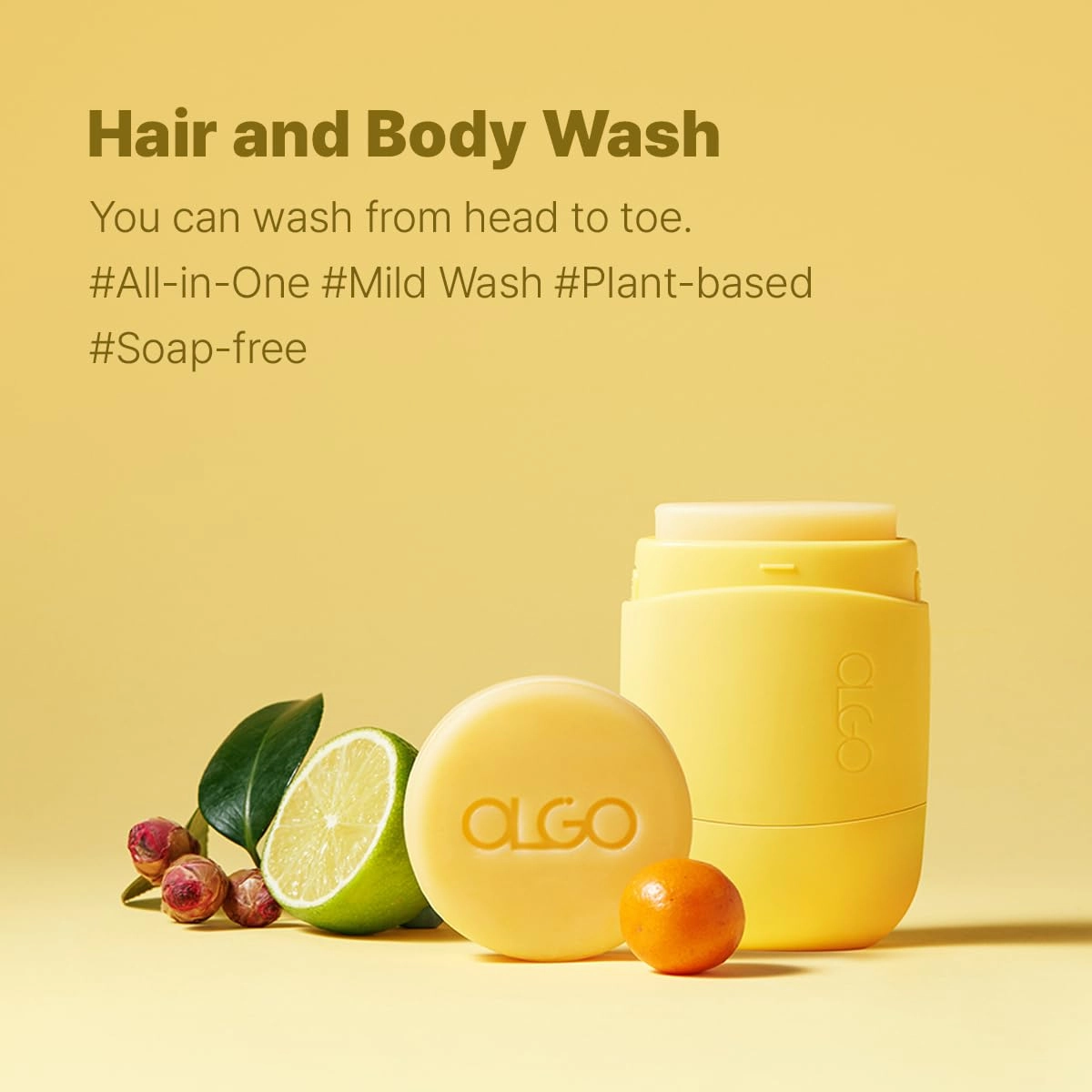 Shampoo Stick Starter Kit (case refill), Citrus | Vegan certified soap free solid shampoo stick bar for adults and kids | Head to Toe Wash and Shampoo