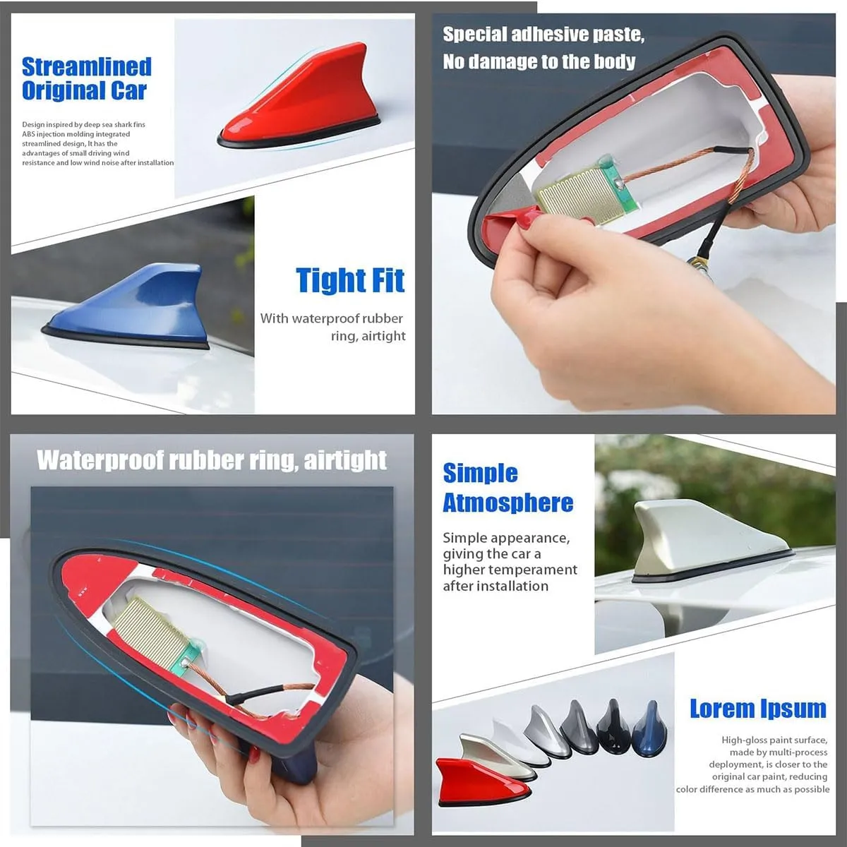 Shark Fin Car Aerial for Buick Excelle 2013-2024, Car Roof Antenna Caps Waterproof Auto Aerials Radio Shark Fin Antenna Cover,Silver