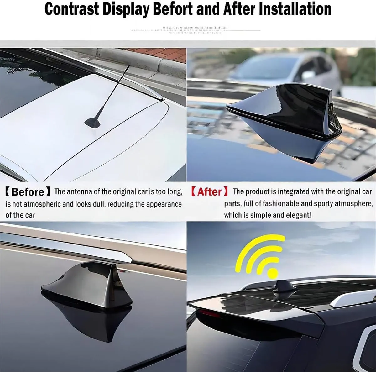 Shark Fin Car Aerial for Buick Excelle 2013-2024, Car Roof Antenna Caps Waterproof Auto Aerials Radio Shark Fin Antenna Cover,Silver