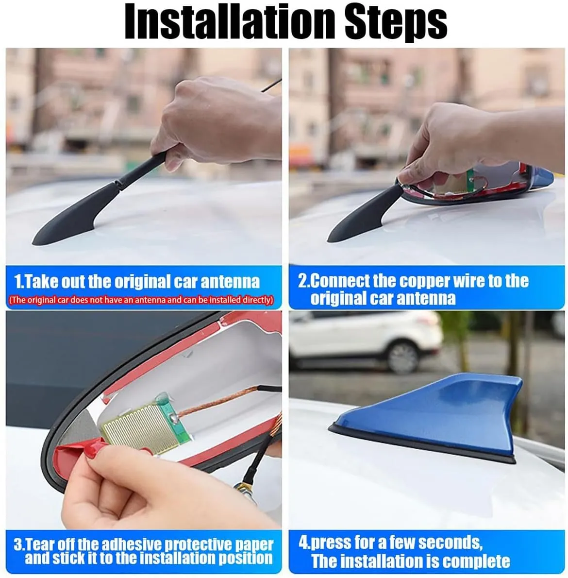 Shark Fin Car Aerial for Buick Excelle 2013-2024, Car Roof Antenna Caps Waterproof Auto Aerials Radio Shark Fin Antenna Cover,Silver