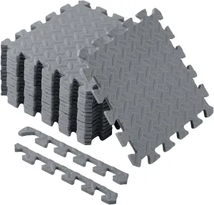 Shihanee Foam Floor Baby Tiles Foam Floor Mats Play Mats Bulk with Borders Interlocking for Kids Baby Playroom Nursery Gym (Gray,16ft)