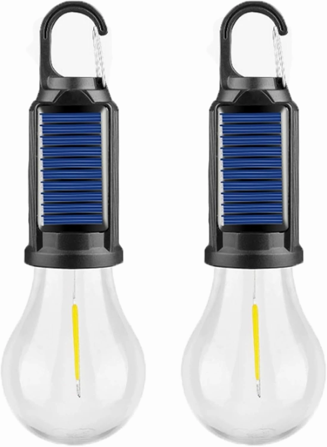 Shineshore Solar Rechargeable Hooked Camping Light, Solar Rechargeable Hooked Camping Light, IPX4 Waterproof Technology, Three-Level Lighting Adjustment (1# 2 PCS)