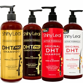 Shiny Leaf DHT Blocker Shampoo And Conditioner Bundle With Procapil, Capixyl, Biotin, Castor Oil – Professional Strength Hair Growth Shampoo And Conditioner Sets for Men And Women (4x16 Fl.Oz)