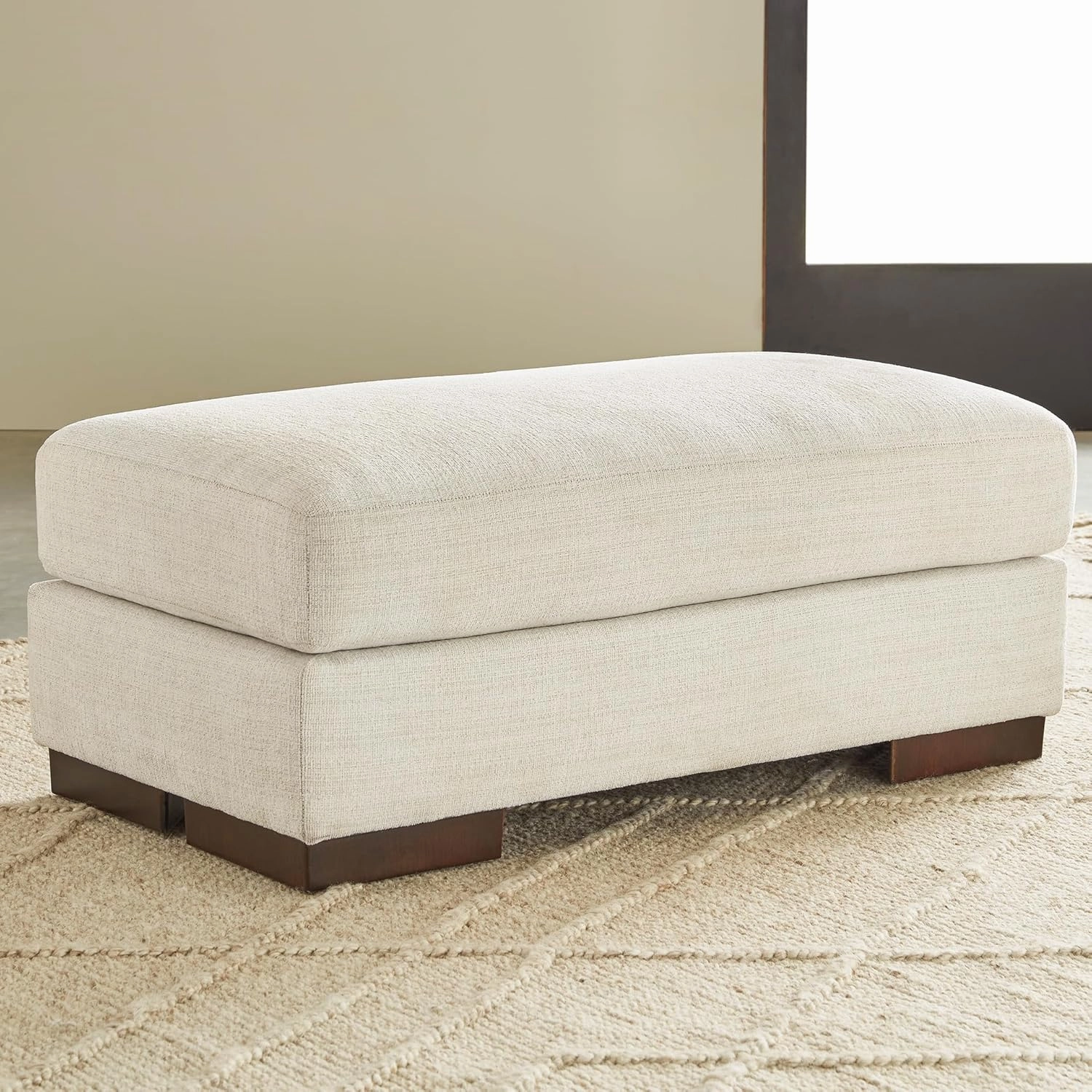 Signature Design by Ashley Maggie Contemporary Accent Ottoman, Off White