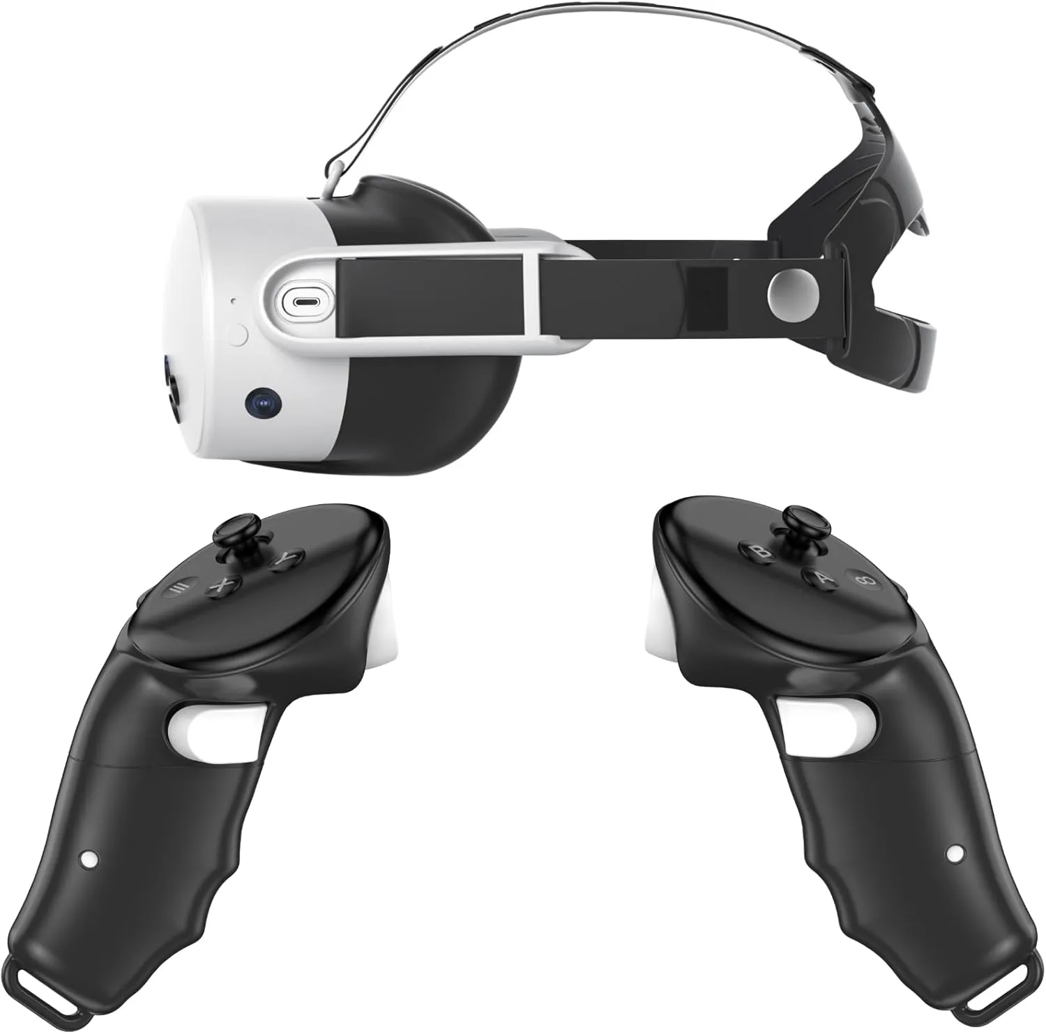 Silicone Head Strap and Controller Grip Case Bundle Compatiable for Meta Quest 3S Accessories Duo Active Strap Replacement with Magnetic Grip