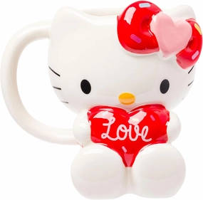 Silver Buffalo Sanrio Hello Kitty Holding Love Heart Ceramic 3D Sculpted Mug, 20 Ounces