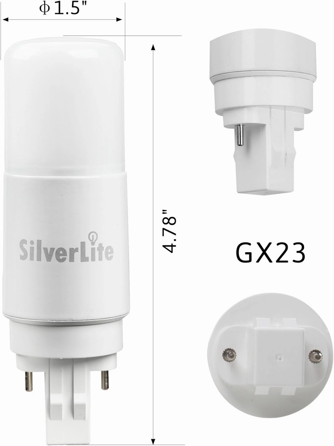 Silverlite [Plug&Play] 7w(18w CFL Equivalent) LED Stick PL Bulb GX23-2 Pin Base, 700LM, Soft White(2700k), Driven by 120-277V and CFL Ballast, UL Listed,2 Pack