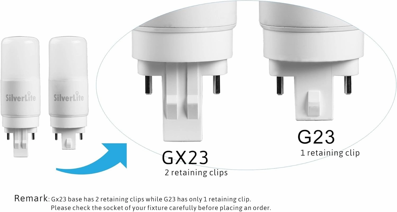 Silverlite [Plug&Play] 7w(18w CFL Equivalent) LED Stick PL Bulb GX23-2 Pin Base, 700LM, Soft White(2700k), Driven by 120-277V and CFL Ballast, UL Listed,2 Pack