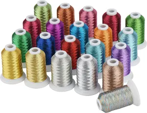 Simthread Best 21 Colors Metallic Embroidery Machine Thread Kit 500M(550Y) for Computerized Embroidery and Decorative Sewing