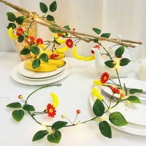 Simulation Banana String Lights Artificial Fruit Banana Berries Flowers Hanging Vines Plant Garland Fairy Light for Wedding Party Festival Christmas Birthday Decor (4 Pack, A-Banana with Light)