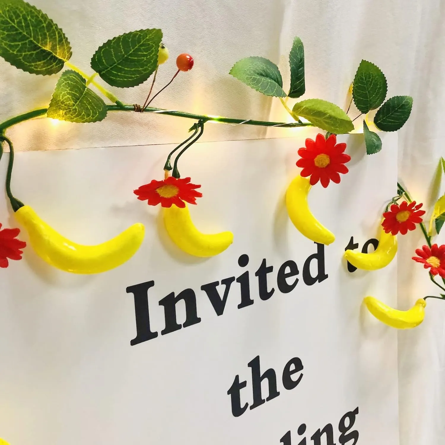 Simulation Banana String Lights Artificial Fruit Banana Berries Flowers Hanging Vines Plant Garland Fairy Light for Wedding Party Festival Christmas Birthday Decor (4 Pack, A-Banana with Light)