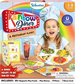 Skillmatics Pretend Play Playset - Rainbow Diner, 30  Magnetic Food Items for Child's Play, Kids Restaurant Toys, Back-to-School Kitchen Accessories, Gifts for Kids, Toddlers, Ages 3, 4, 5, 6, 7, 8