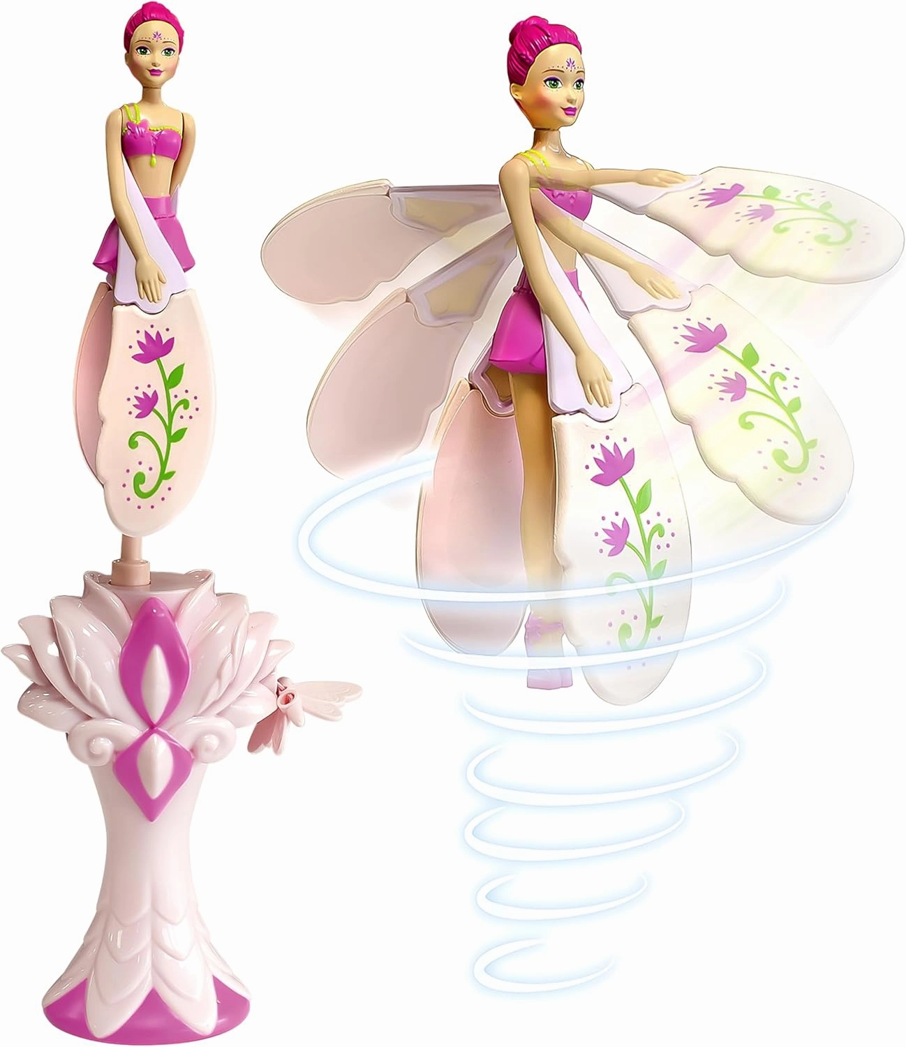 Sky Dancers Fuchsia Fantasy – The Original Flying Doll Toy – Pull String Powered, Use Indoors or Outdoors, No Batteries Required, Gift for Kids 6 
