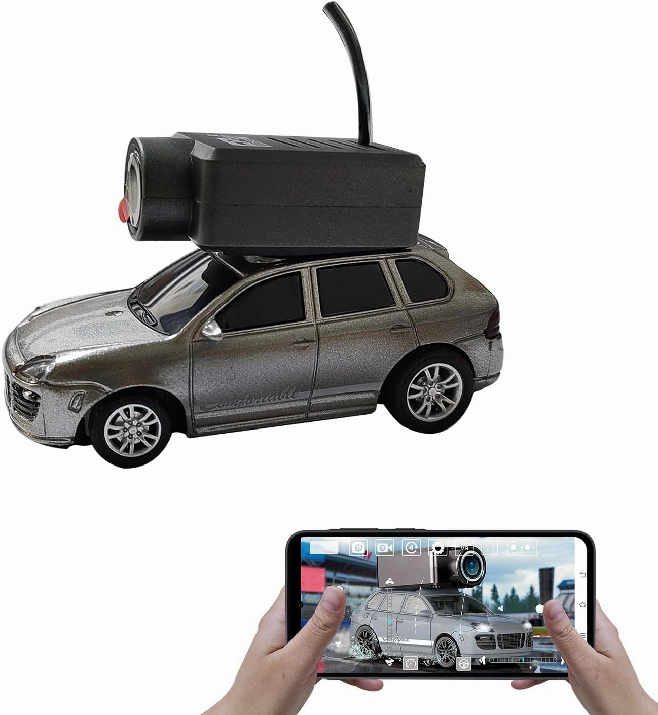 Skymaker 1:64 Scale Mini Drift RC Car, FPV RC Car with 720P HD Camera, 2.4GHz WiFi App Control with Gyro, Mini Racing Cars for Adults(Silver)