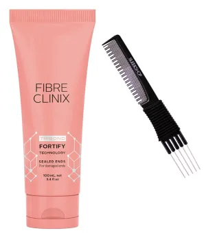 Sleekshop Comb   Schwarzkopf FIBRE CLINIX Fortify Hair Repair Serum with Tribond Technology for Damaged Ends (w/ Sleek Premium Carbon Teasing Comb) - 3.4 oz