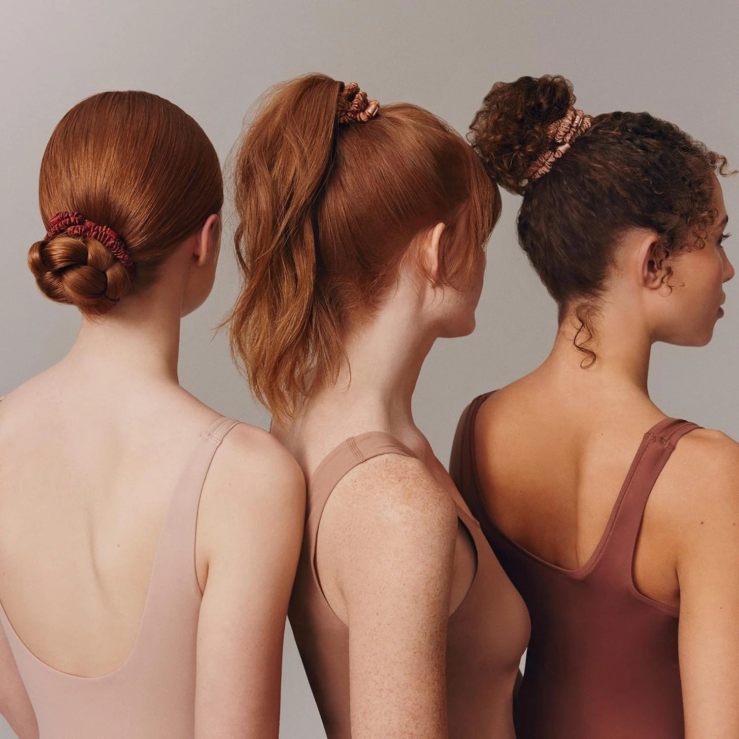 slip Silk Skinny Scrunchies - Copper | Set of 4 Skinny Scrunchies | 100% Mulberry Silk, Anti-Crease, Gentle on Hair, Reduces Breakage | Stylish & Durable, Ideal for All Hair Types