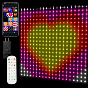 Smart Curtain Lights 400 LED, Color Changing 6.6ft*6.6ft with APP&Remote, Dynamic DIY Fairy String Lights for Bedroom Living Room Backdrop Patio Halloween Christmas Decor