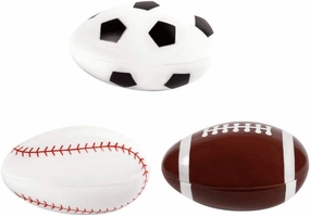 Snap Closed Sports Ball Egg Shaped Container Set - Football, Baseball, Soccer Ball - 3 Pack