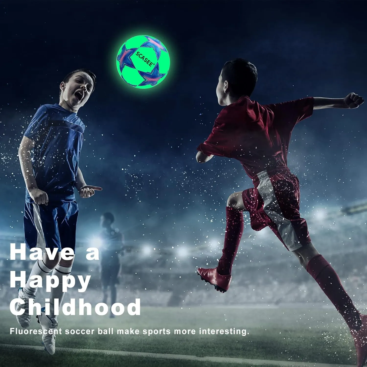 Soccer Ball Holographic Size 5 & Size 4 & Size 3 Glow in The Dark Soccer Balls with Pump and Net Ball- Gifts for Kids,Men,Adults