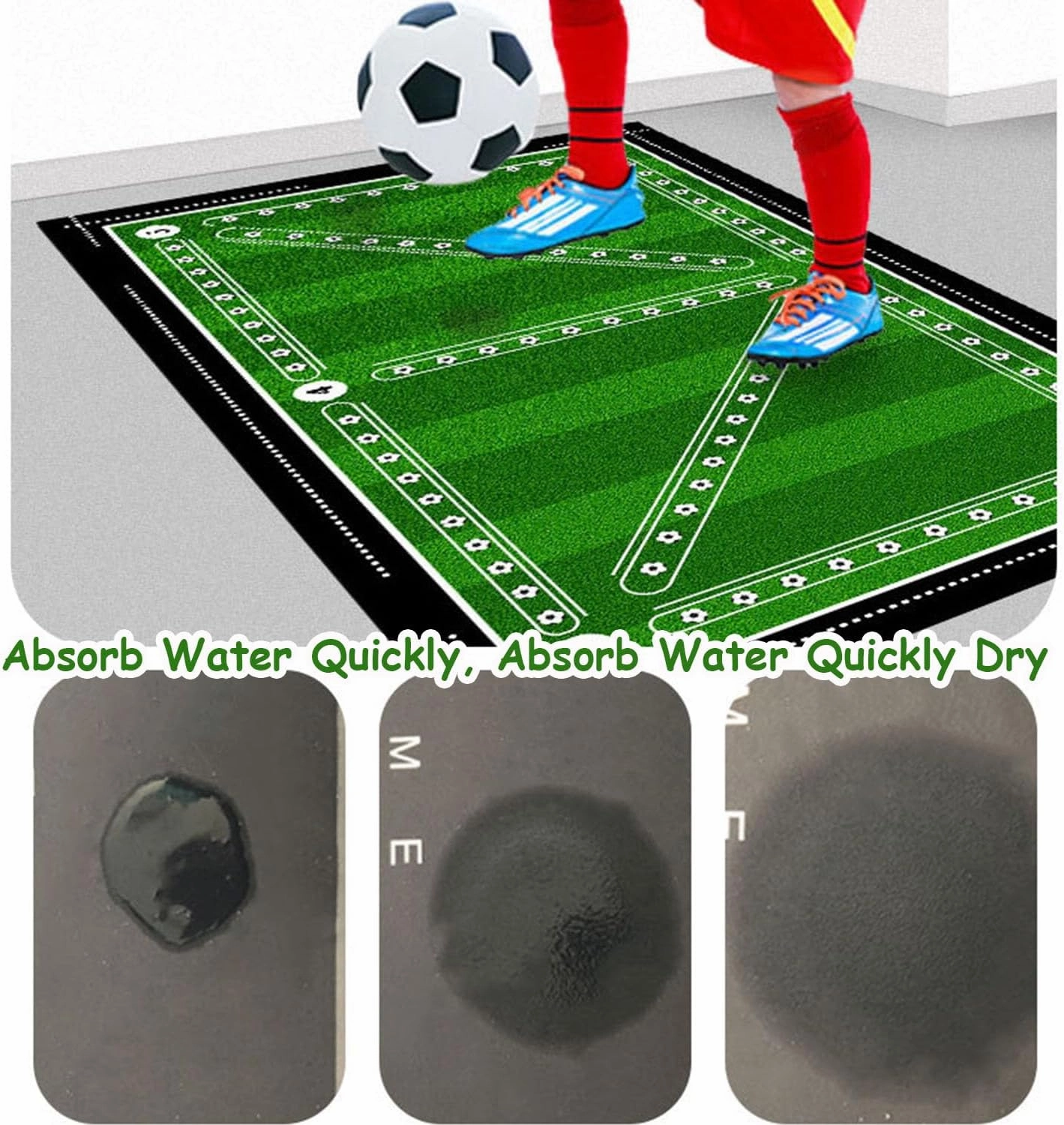 Soccer Training Mat, Football Anti-Skid Carpet, Durable Foldable Kids Adults Dribble Training Mat Football Training Indoor Ourdoor Equipment (No Soccer)