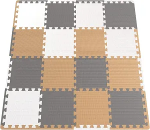 Soft Foam Baby Play Mats Tiles with Borders, 32 pcs Set - Playmat Multi Use, Create & Build A Safe Area Interlocking Jigsaw Puzzle eva Non-Toxic Floor for Toddler Infant Kids Toy Room & Yard