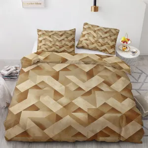 Soft Microfiber Geometric Duvet Cover Cal King Size 3D Bedding Set - 3-Piece with Zipper, 2 Pillowcases - Patterned Comforter Cover for Boy and Girl Bedroom Decoration