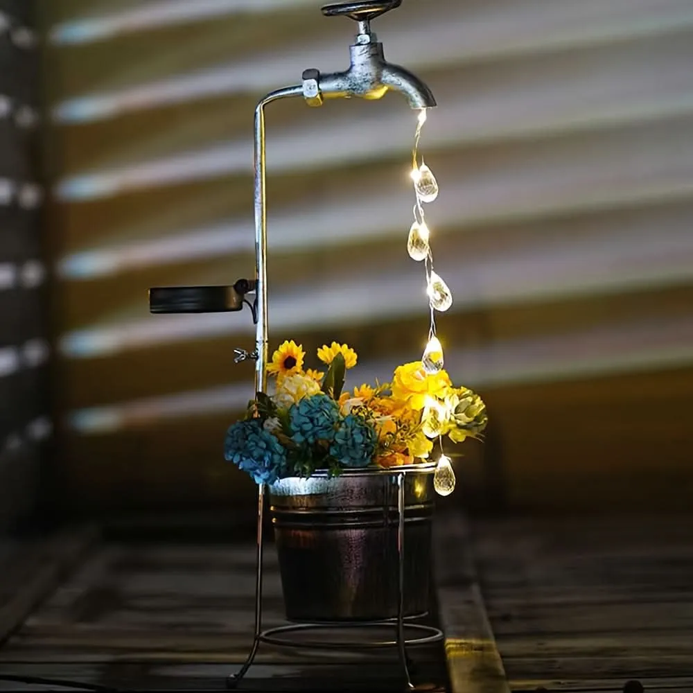 Solar LED Faucet Light, Water Drop Design