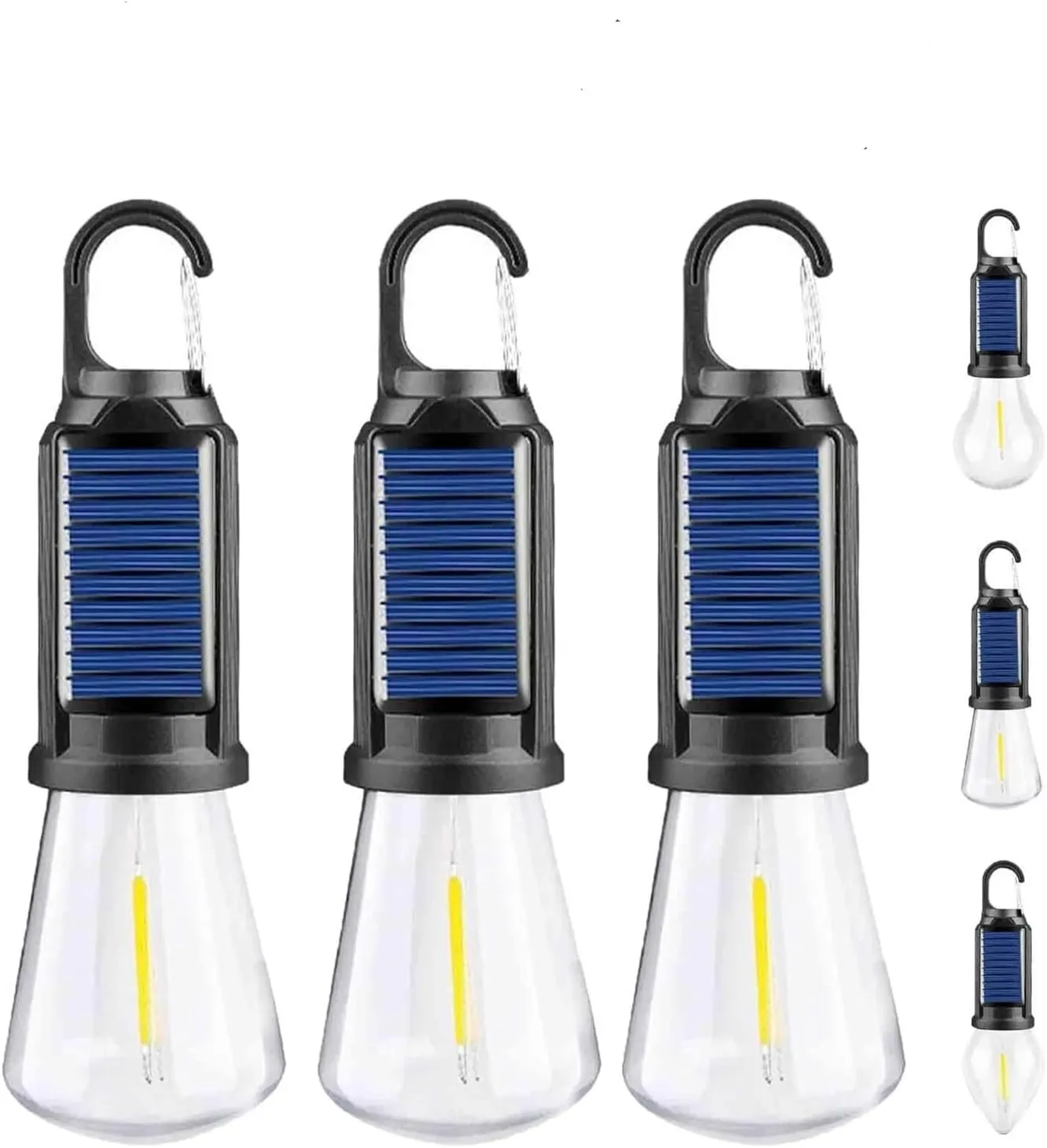 Solar Rechargeable Hooked Camping Light, Portable Tent Lights LED Lamp Waterproof for Camping, Hiking(B 3PCS)