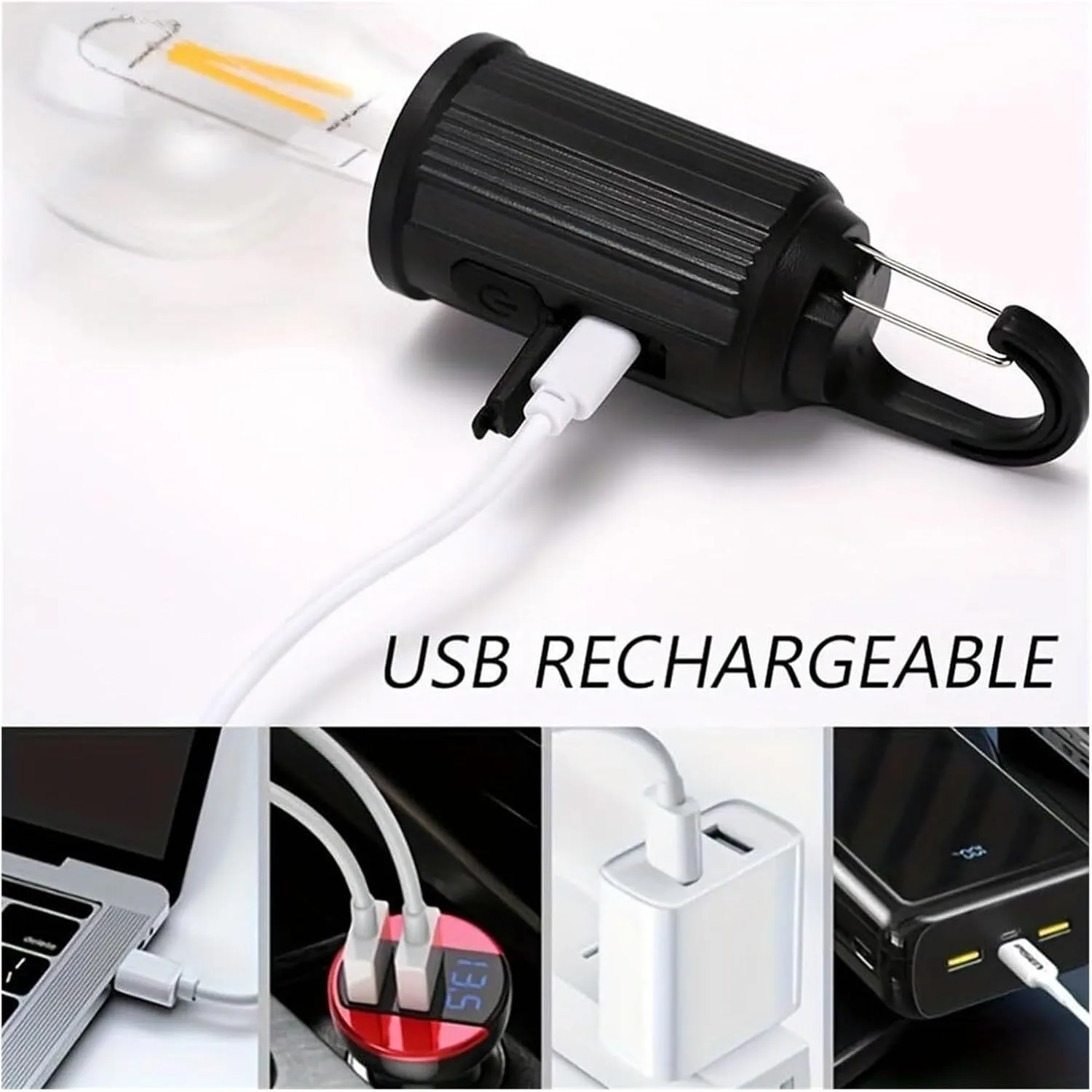 Solar Rechargeable Hooked Camping Light, Portable Tent Lights LED Lamp Waterproof for Camping, Hiking(B 3PCS)
