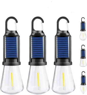 Solar Rechargeable Hooked Camping Light, Portable Tent Lights LED Lamp Waterproof for Camping, Hiking(B 3PCS)