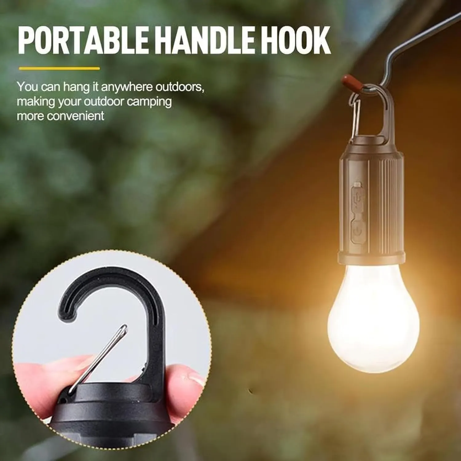 Solar Rechargeable Hooked Camping Light, Solar Tent Lights USB Rechargeable LED Camping Lantern, Outdoor Hanging Light Bulbs, Portable Outdoor Waterproof Emergency Light Bulb (Flat,3 PCS)