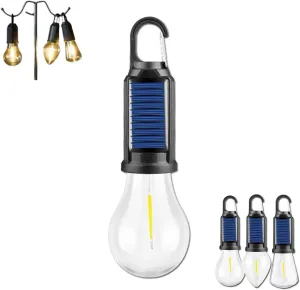 Solar Rechargeable Hooked Camping Light, Vintage Outdoor Tent Ambient Light, Outdoor Waterproof, 2025 New Solar Tent USB Rechargeable Led Camping Lantern, with Clip Hook, Vintage (B)
