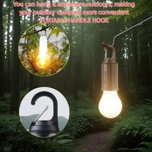 Solar Rechargeable Hooked Camping Light,Rechargeable Outdoor Solar Tent Lights,Portable Outdoor Waterproof Emergency Light Bulb for Hiking, Camping, Fishing (Spherical, 4)
