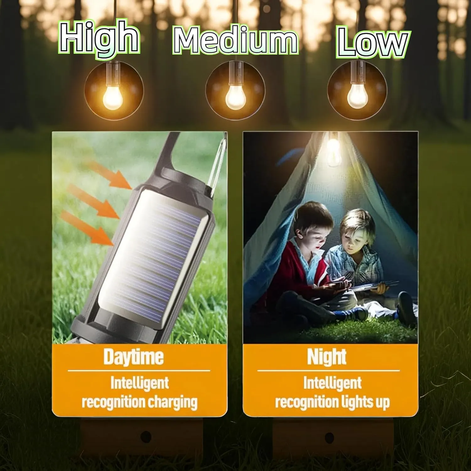 Solar Rechargeable Hooked Camping Light,Rechargeable Outdoor Solar Tent Lights,Portable Outdoor Waterproof Emergency Light Bulb for Hiking, Camping, Fishing (Spherical, 4)