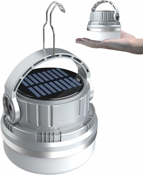 Solar Camping Lights 6 Brightness Camping Lantern Portable Tent Light with Hook ＆ Power Display Waterproof ＆ Rechargeable Led Camp Light for Hurricane, Emergency, Camping Lantern Rechargeable