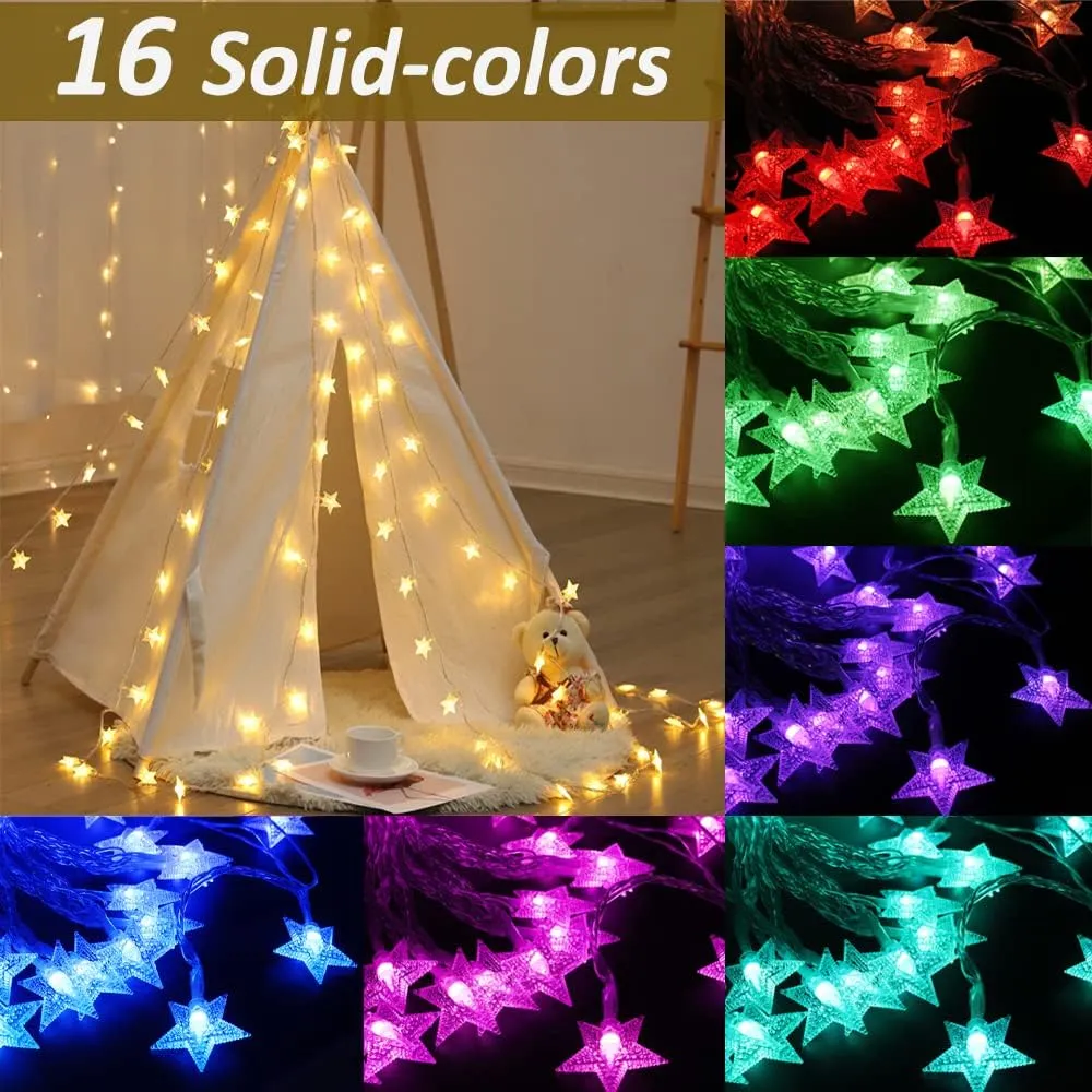 Solhice Star String Lights Battery Operated Color Changing 20ft, 40 LEDs Fairy Lights Hanging Twinkle Lights with Remote for Outdoor Indoor Bedroom