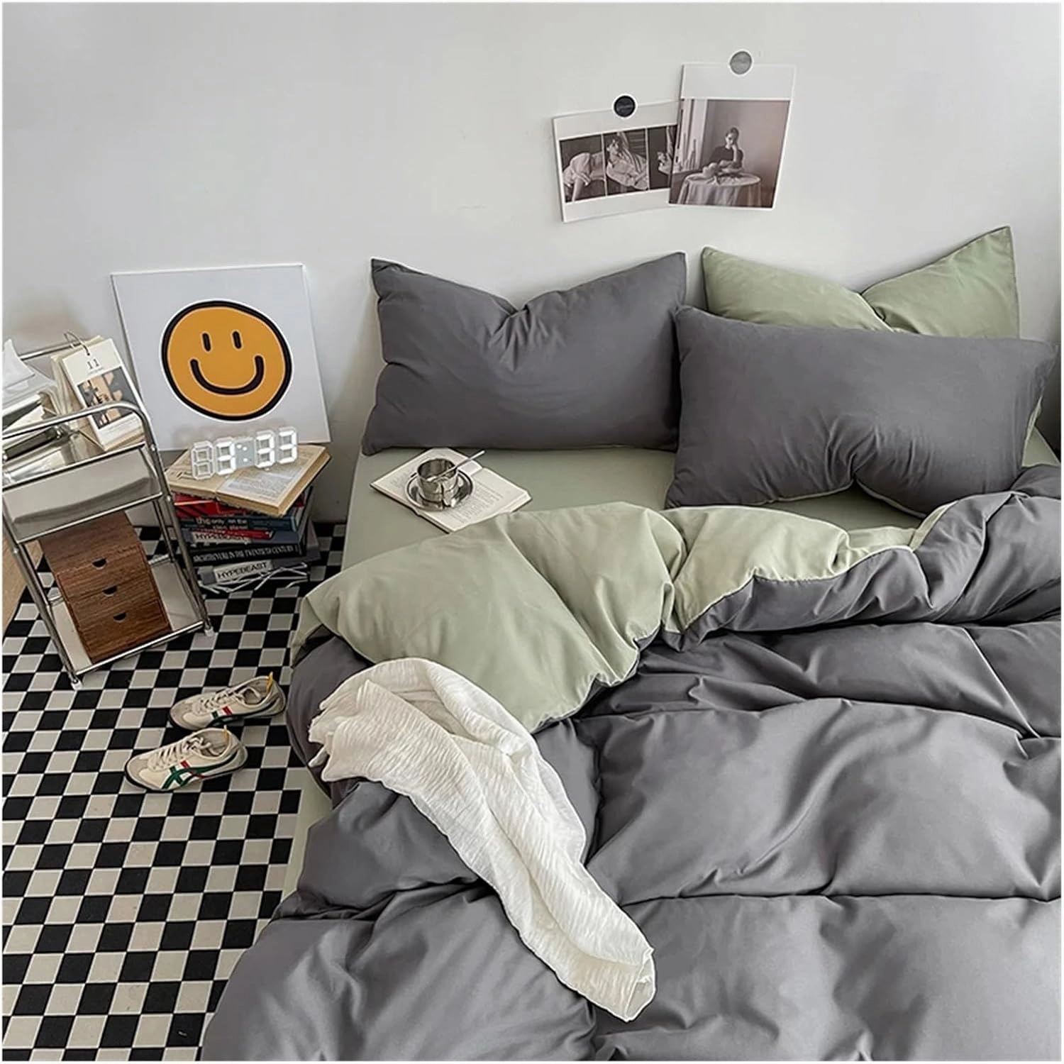 Solid Color King Duvet Cover Set Bedding Set Black Quilt Cover Set Skin Friendly Fabric Bedding Cover Set (B Twin Size 4pcs)