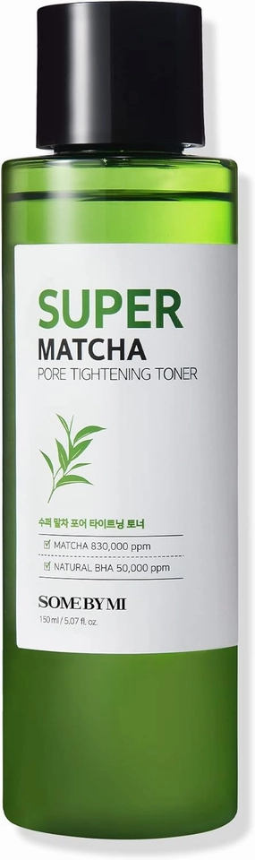 SOME BY MI Super Matcha Pore Tightening Toner - 5.07Oz, 150ml - Made from Matcha Extracts for Sensitive Skin - Skin Moisturizing and Purifying - Blackheads, Sebum and Pore Care - Korean Skin Care