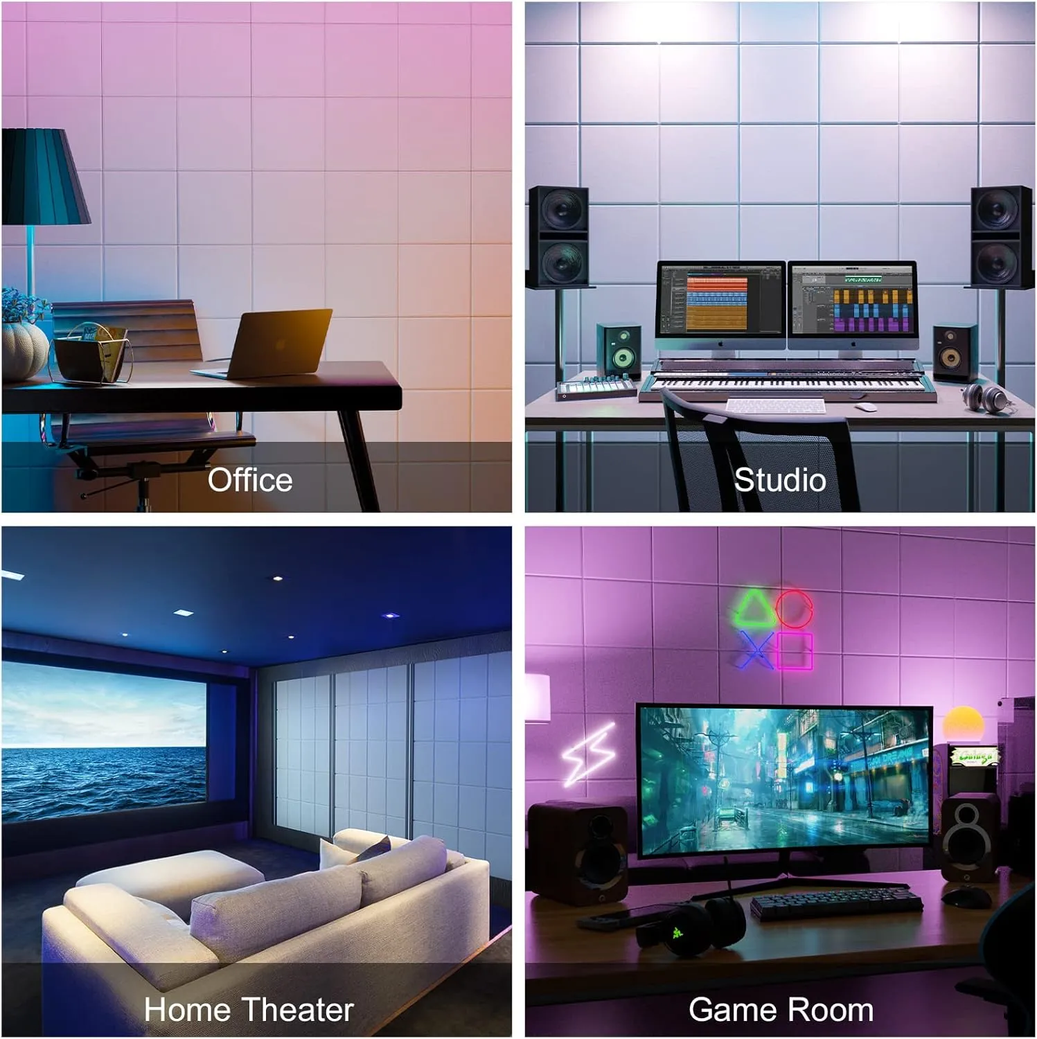 Sonicism 20 Pack Acoustic Panels with Self-Adhesive, 12" X 12" X 0.4" Sound Proof Foam Panels, Decorative Soundproof Wall Panels, Sound Proof Absorbing Tiles for Home & Offices,White