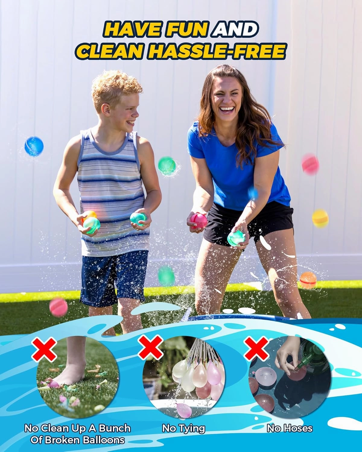 SOPPYCID 8PCS Reusable Water Balloons Refillable Water Bomb, Pool Toys for Boys Girls Adults, Outdoor Toys Family Water Ballon Fights for Beach, Grass, Backyard, Camp, Party, Playground