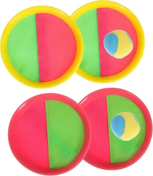 Sosoport 2 Sets Sticky Ball Playthings for Outdoor Game with Paddles Funny Toss and Catch Ball for Garden Beach and Family Activities