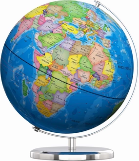 SOUNDANCE 13 Inch World Globe with Stable Heavy Metal Base, Educational Globe for Kids Learning, Large Globe Lamp with Colorful HD World Map Details, LED, Blue