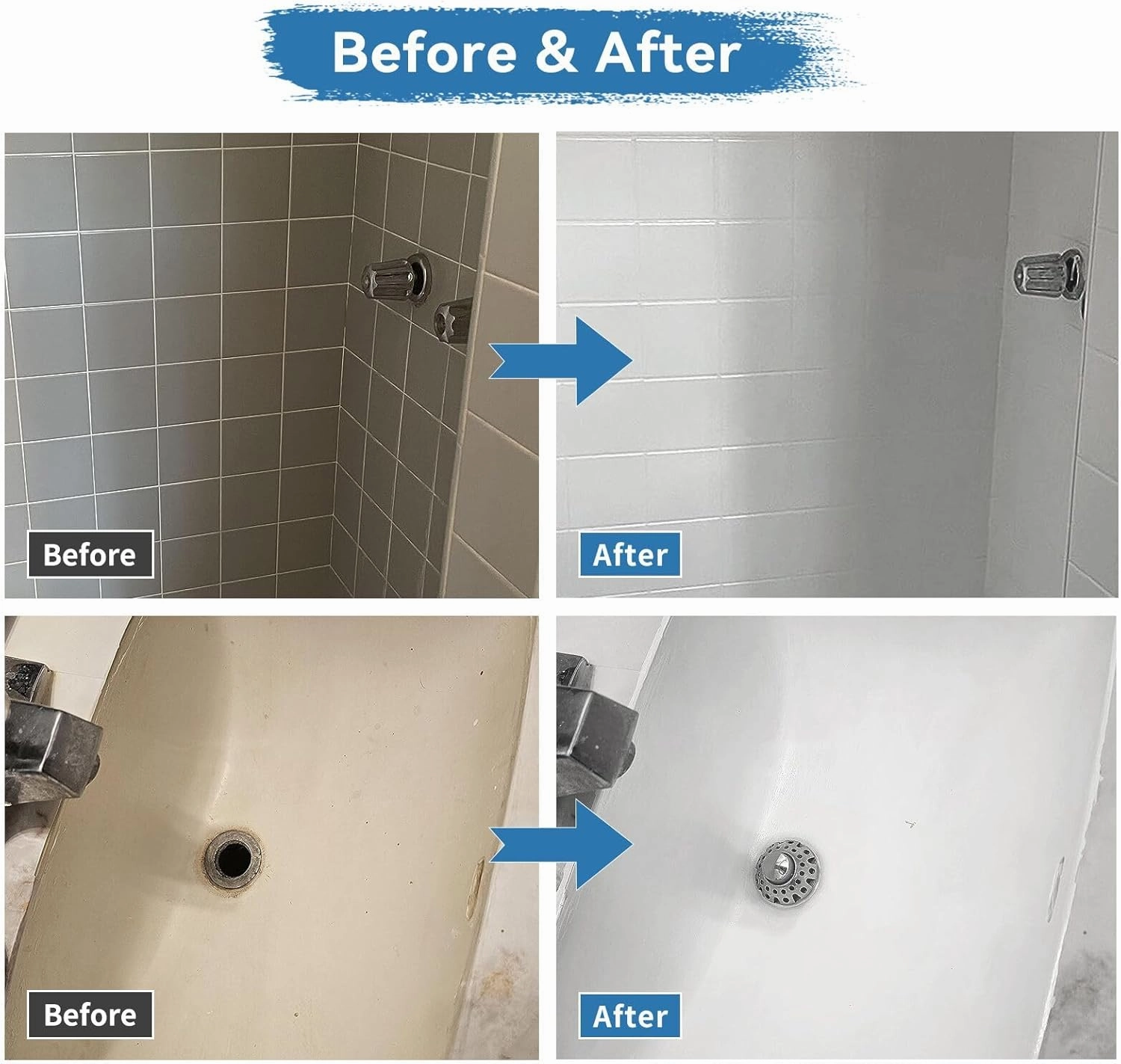 Specialty Tub and Tile Refinishing Kit Tile Paint, 64oz, High Gloss, White Paint for Tiles Ceramic Porcelain Bathtub Sinks Toilets Resurfacing Bathroom Walls, Water Based