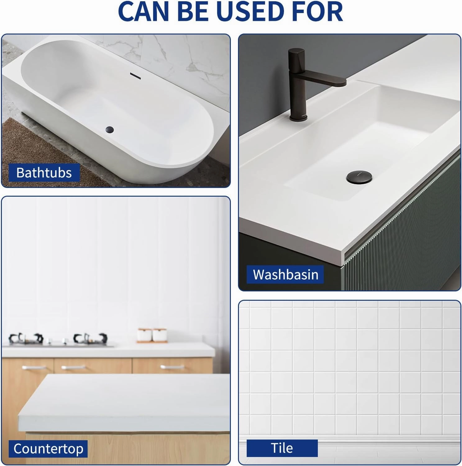 Specialty Tub and Tile Refinishing Kit Tile Paint, 64oz, High Gloss, White Paint for Tiles Ceramic Porcelain Bathtub Sinks Toilets Resurfacing Bathroom Walls, Water Based