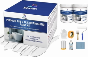 Specialty Tub and Tile Refinishing Kit Tile Paint, 64oz, High Gloss, White Paint for Tiles Ceramic Porcelain Bathtub Sinks Toilets Resurfacing Bathroom Walls, Water Based