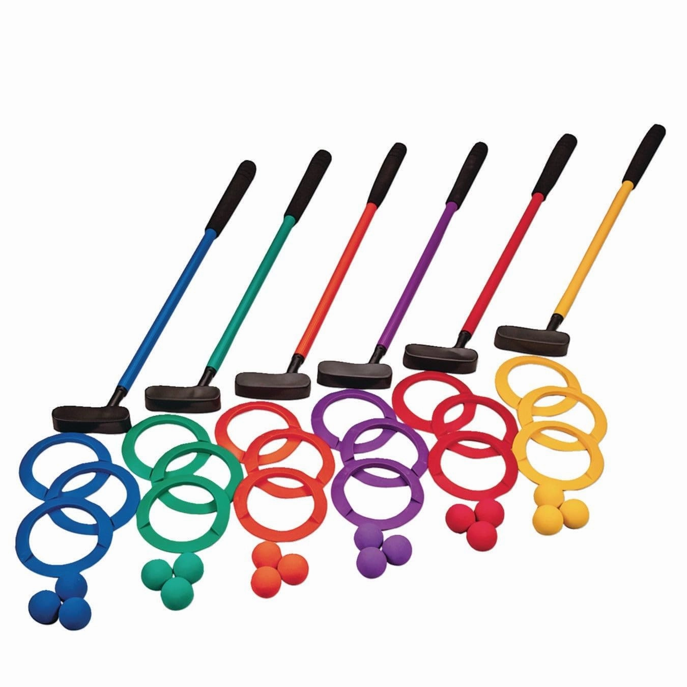 Spectrum Youth Mini Golf Club, Ball and Target Set. Includes 6-24" Putters, 18 Smooth Foam Golf Balls and 18 Targets. Kids can Build Putting Skills Indoors or Out.