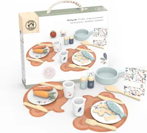Speedy Monkey Wooden Dining Playset for Kids – 19-Piece Pretend Play Cooking & Kitchen Accessories – Diner Food Toy for Toddlers, Boys & Girls – FSC Certified Role Play Chef Set