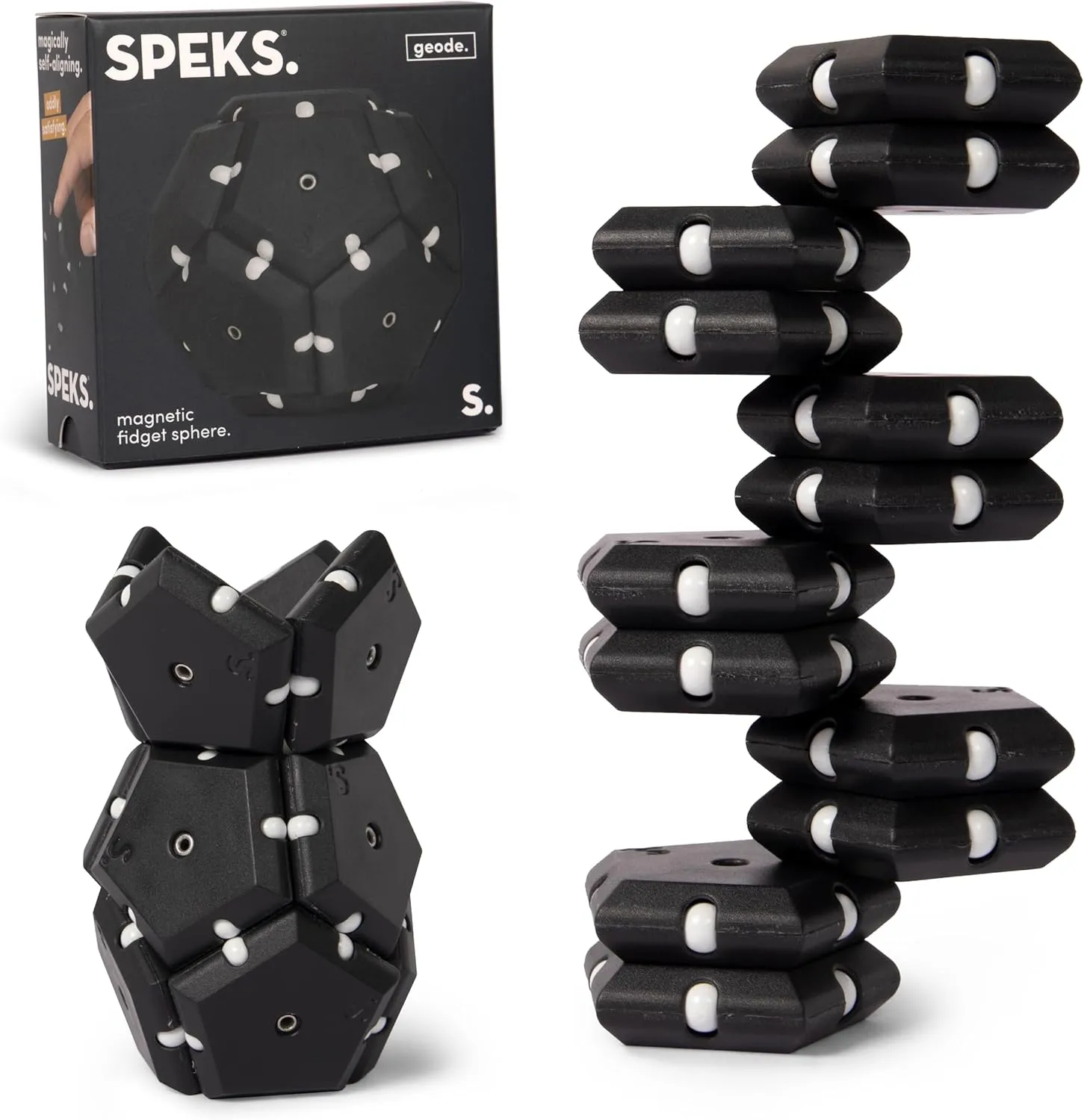 Speks Geode Magnetic Fidget Toy | Sensory Desk Toy for Adults & Teens 14  | Stress Relief Gift | Sphere, Snake Eyes