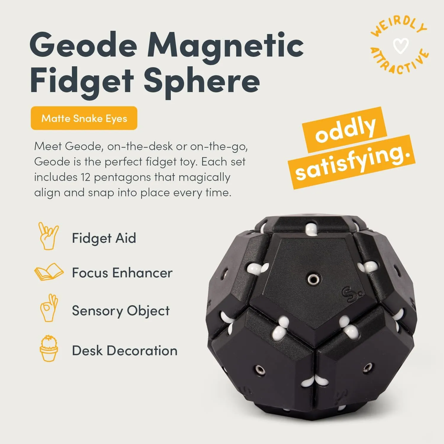 Speks Geode Magnetic Fidget Toy | Sensory Desk Toy for Adults & Teens 14  | Stress Relief Gift | Sphere, Snake Eyes